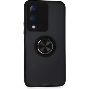 Vivo Y17S Kılıf Kamera Korumalı Yüzüklü Manyetik Standlı Arkası Buzlu Iring Kapak