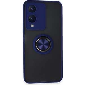 Vivo Y17S Kılıf Kamera Korumalı Yüzüklü Manyetik Standlı Arkası Buzlu Iring Kapak