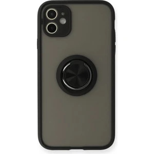 Apple Iphone 12 Kılıf Kamera Korumalı Yüzüklü Manyetik Standlı Arkası Buzlu Iring Kapak