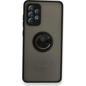 Samsung Galaxy A72 Kılıf Kamera Korumalı Yüzüklü Manyetik Standlı Arkası Buzlu Iring Kapak