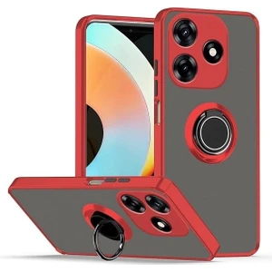 Tecno Spark 10 4g Kılıf Kamera Korumalı Yüzüklü Manyetik Standlı Arkası Buzlu Iring Kapak