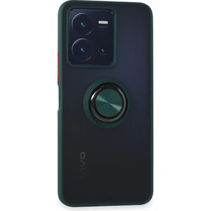 Vivo Y35 Kılıf Kamera Korumalı Yüzüklü Manyetik Standlı Arkası Buzlu Iring Kapak