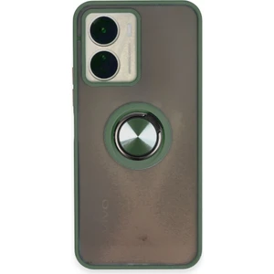 Vivo Y16 Kılıf Kamera Korumalı Yüzüklü Manyetik Standlı Arkası Buzlu Iring Kapak