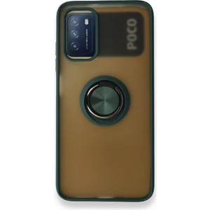 Xiaomi Redmi 9t Kılıf Kamera Korumalı Yüzüklü Manyetik Standlı Arkası Buzlu Iring Kapak