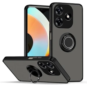 Tecno Spark 20 Pro Kılıf Kamera Korumalı Yüzüklü Manyetik Standlı Arkası Buzlu Iring Kapak