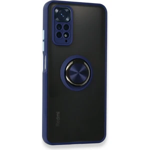 Xiaomi Redmi Note 11S Kılıf Kamera Korumalı Yüzüklü Manyetik Standlı Arkası Buzlu Iring Kapak
