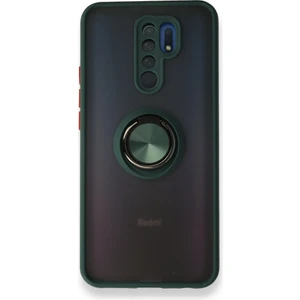 Xiaomi Redmi 9 Kılıf Kamera Korumalı Yüzüklü Manyetik Standlı Arkası Buzlu Iring Kapak