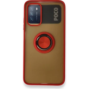 Xiaomi Redmi 9t Kılıf Kamera Korumalı Yüzüklü Manyetik Standlı Arkası Buzlu Iring Kapak