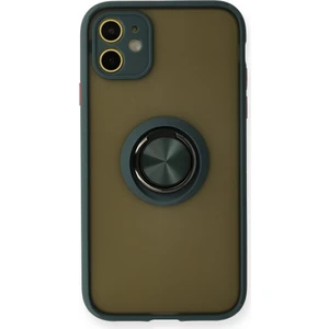Apple Iphone 11 Kılıf Kamera Korumalı Yüzüklü Manyetik Standlı Arkası Buzlu Iring Kapak