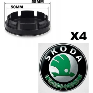 24 34853025X - Jant Göbek(Skoda)Arma Geçmeli Yeşil 4lü TAKIM)Q55 Dış ÇAP:55MM İÇ:50MM Favorit Forman Felicia Fabıa Octavıa Superb Roomster Yeti