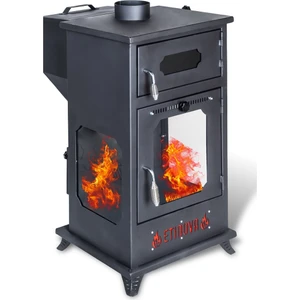 Eti-B7 Büyük Üç Tarafı Camlı Fırınlı Şömine Tipi Pelet Soba