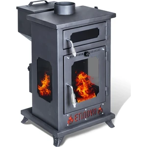 Eti-K7 Küçük Üç Tarafı Camlı Fırınlı Şömine Tipi Pelet Soba