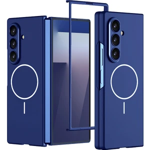 Galaxy Z Fold 7 Kılıf Wireless Şarj Özellikli Zore Kıpta M-Safe Kapak - Lacivert