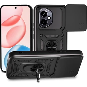 Honor 400 Kılıf Magnetik Standlı Kamera Korumalı Mkst Sürgülü Vega Kapak - Siyah