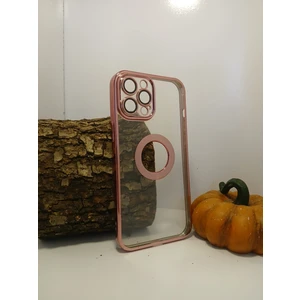 Iphone 12 Pro Max Telefon Kılıfı Yumuşak Plastik Lens Korumalı Metal Görünümlü Slot Silikon Kapak