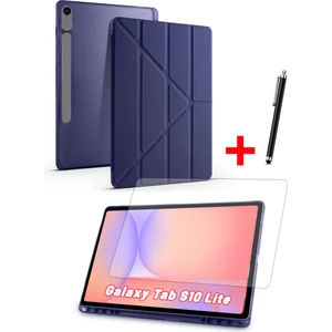 Samsung Galaxy Tab S10 Lite Uyumlu Trifolding Kalem Bölmeli Silikon Kılıf, Ekran Koruyucu ve Kalem Set