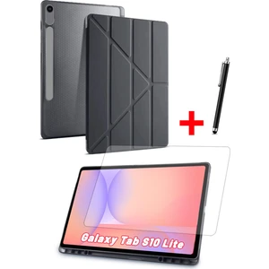 Samsung Galaxy Tab S10 Lite Uyumlu Trifolding Kalem Bölmeli Silikon Kılıf Ekran Koruyucu ve Kalem Set