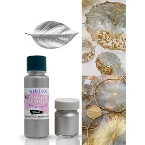 Epoksi Tasarımları Için Kenar Varak Sıvısı – Silver Renk 30ML + 10 gr Toz Varak