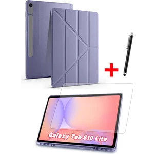 Samsung Galaxy Tab S10 Lite Uyumlu Trifolding Kalem Bölmeli Silikon Kılıf Ekran Koruyucu ve Kalem Set