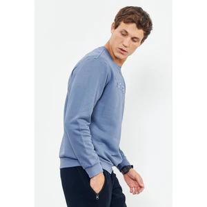 Tommy Life Petrol Yazı Nakışlı O Yaka Rahat Form İçi Polarlı Erkek Sweatshirt - 88020