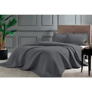 Çift Kişilik Polyester Hipoalerjenik Nefes Alabilen Antrasit Düz Yatak Örtüsü 260x250 cm