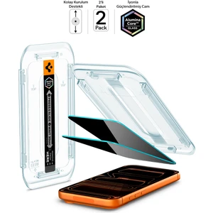 iPhone 17 Pro / 17 / 16 Pro ile uyumlu Hayalet Cam Ekran Koruyucu AluminaCore™ iyonlaştırılmış Güçlendirilmiş Cam Teknolojisi Kolay Kurulum Glas.tR EZ Fit Privacy HD (2 Adet) - AGL07929
