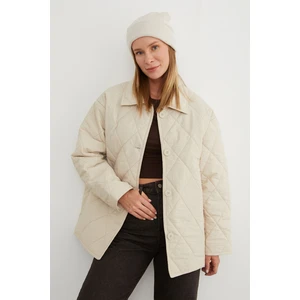 Kapitone Desenli Oversize Düğmeli Mont