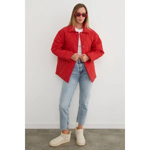 Kapitone Desenli Oversize Düğmeli Mont