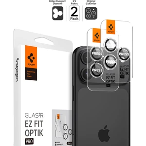 iPhone 17 Pro Max / 17 Pro / 16 Pro Max / 16 Pro / 15 Pro Max / 15 Pro / 14 Pro Max / 14 Pro Kamera Lens Camı Koruyucu Kolay Kurulum Glas.tR EZ Fit Optik Pro (2 Adet) Crystal Clear - AGL06914