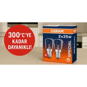 25W Fırın Ampulü 2'li Paket E14 Duy 300 Derece 2700K Halogen