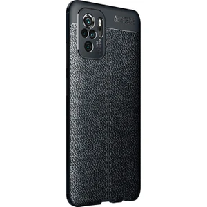 Xiaomi Redmi Note 10S Deri Görünümlü Silikon Siyah
