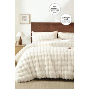 Evlen Home Collection Kürk Yorgan Çift Kişilik Dolgulu Peluş Yumuşak Wellsoft Çift Taraflı Yatak Örtüsü 3 Parça Set Lory