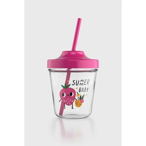 Aura Summer Baby Desenli 350 ml Tritan Pipetli Çocuk Bardak 142022 Fuşya