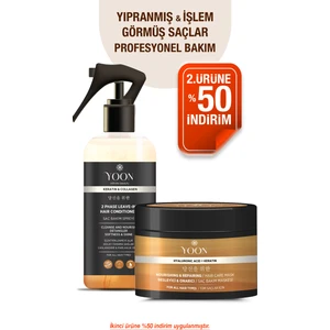 2'li Vegan Saç Bakım Spreyi & Maskesi 250ML, Hyaluronik Asit, Keratin, Kolajen ve B7 Biotinli Set