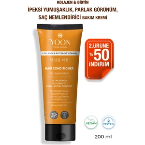 Biotin B7 ve Kolajen İçeren Vegan Saç Kremi, Nemlendiren, Besleyici ve Onarıcı Saç Bakım Kremi 200 ml