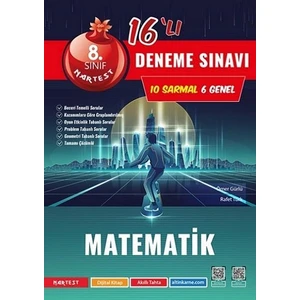 Nartest Yayınevi 8. Sınıf Matematik 16'lı Deneme Sınavı Ciltli 128 Sayfa Eğitim Seti