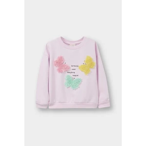 Kız Bebek Bisiklet Yaka Baskılı İçi Yumuşak Tüylü Sweatshirt E8922A525AU