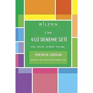Bilfen Yayınları 3. Sınıf 2024 İlkokul 4'lü Deneme Seti – Yeni Nesil Türkçe, Matematik, Fen ve Hayat Bilgisi Testleri