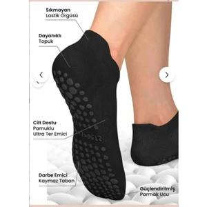 NF ND ENEFENDİ Kaydırmaz Tabanlı Unisex Siyah Yoga, Pilates Ve Tavaf Çorabı | Konforlu Nefes Alan Spor Patik Çorap