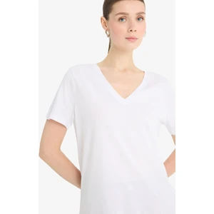 Regular Fit V Yaka Basic Düz Penye Kısa Kollu Tişört F4208AXNS