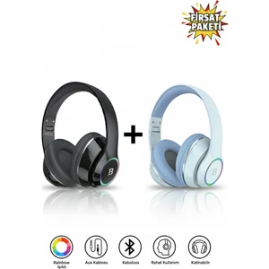Kablosuz Kulaküstü Siyah-Mavi Bluetooth Kulaklık Stereo-Mikrofon-Aux Sd Kart HK-035