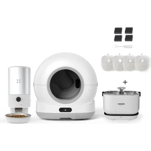 Xenon Smart Akıllı Otomatik Kameralı Kedi Tuvaleti Paslanmaz Çelik Kaseli 5lt Mama Kabı Akıllı Bataryalı Su Pınarı ve Filtre 4'lü Pet Seti