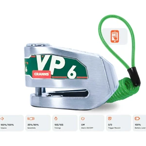 CRANNS VP6 Alarmlı Disk Kilidi Bluetooth App Kontrollü Motosiklet Bisiklet 304 Paslanmaz 6 mm Karbür PİM