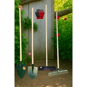Bel Küreği, Inşaat Küreği, Çalı Fırça, Tırmık ve Ahşap Saplar Eldiven