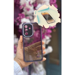 Samsung Galaxy A36 5g Uyumlu Kaliteli Sararmaz Mor-Şeffaf Kılıf - Kırılmaz Cam Hediyeli