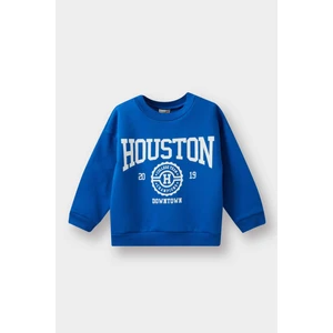 Erkek Bebek Bisiklet Yaka Baskılı İçi Yumuşak Tüylü Sweatshirt E9238A525AU