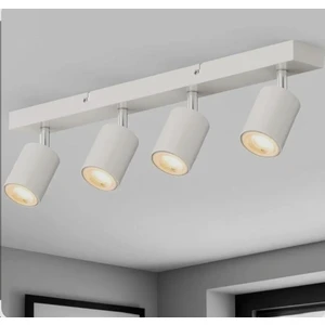 GU10 Beyaz Metal Gövde 4’lü Hareketli Başlıklı LED Spot Avize Günüışığı Beyaz Işık Tasarruflu