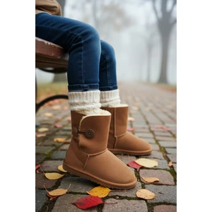 Kiddy Düğmeli Kürklü Çocuk Kışlık Bot