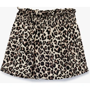 Leopar Desenli Gipeli Mini Şort Etek