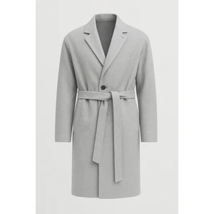 Carlo Oversize Kaşe Kumaş Fileto Cepli Kışlık Erkek Kaban - Gri